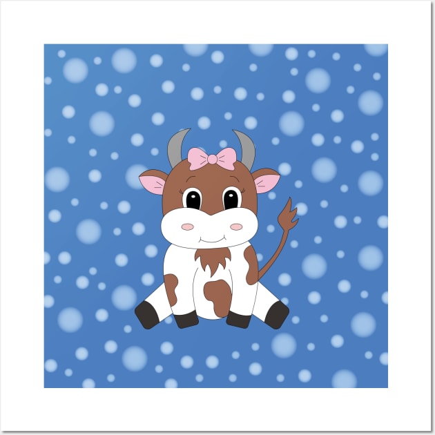 cute cartoon cow Wall Art by Ulka.art